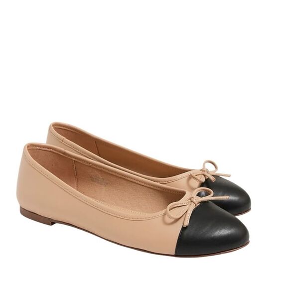J. Crew Shoes - J Crew Ballet Flats with Cap Toe Womens Size 10 Tan Black